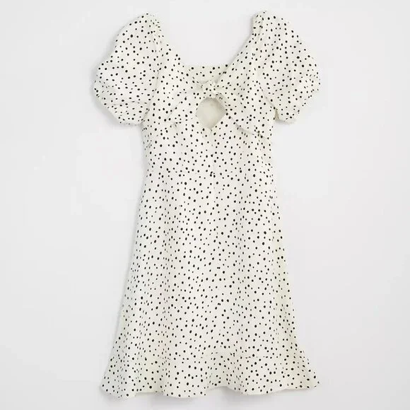 LOFT Polka Dot Puff Sleeve Dress– Size 6 - Picture 6 of 7